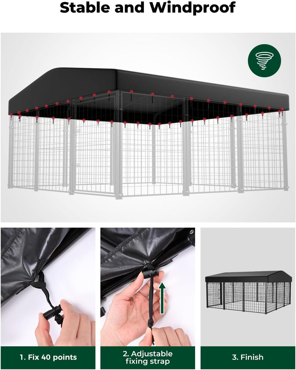 PawGiant weather resistant dog pen cover demonstrating superior rain protection and water shedding.