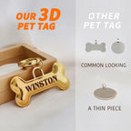 Jewelry grade engraved dog tag with secure metal lobster clasp attachment.