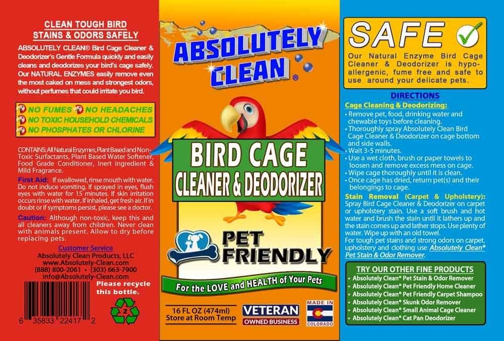 Absolutely Clean Amazing Bird Cage Cleaner and Deodorizer - Just Spray/Wipe - Safely & Easily Removes Bird Messes Quickly and Easily - Made in The US - Fragrance Free (16oz Pack of 1) - Image 7