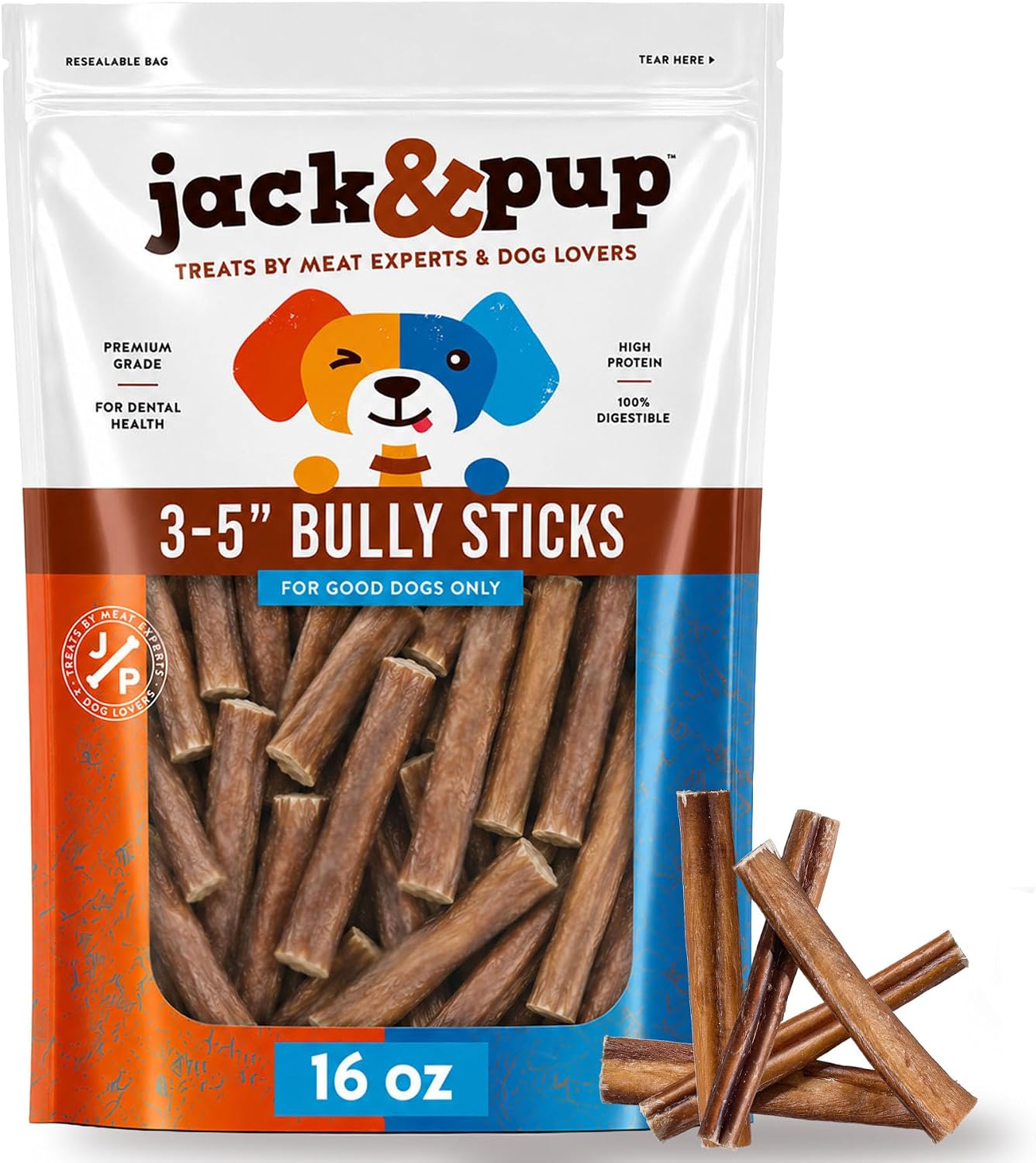 Jack&Pup 6 Inch Standard Bully Sticks for Dogs (25 Pack) Odor Free Bully Sticks for Large Dogs, All Natural Beef Pizzle Sticks - Image 11