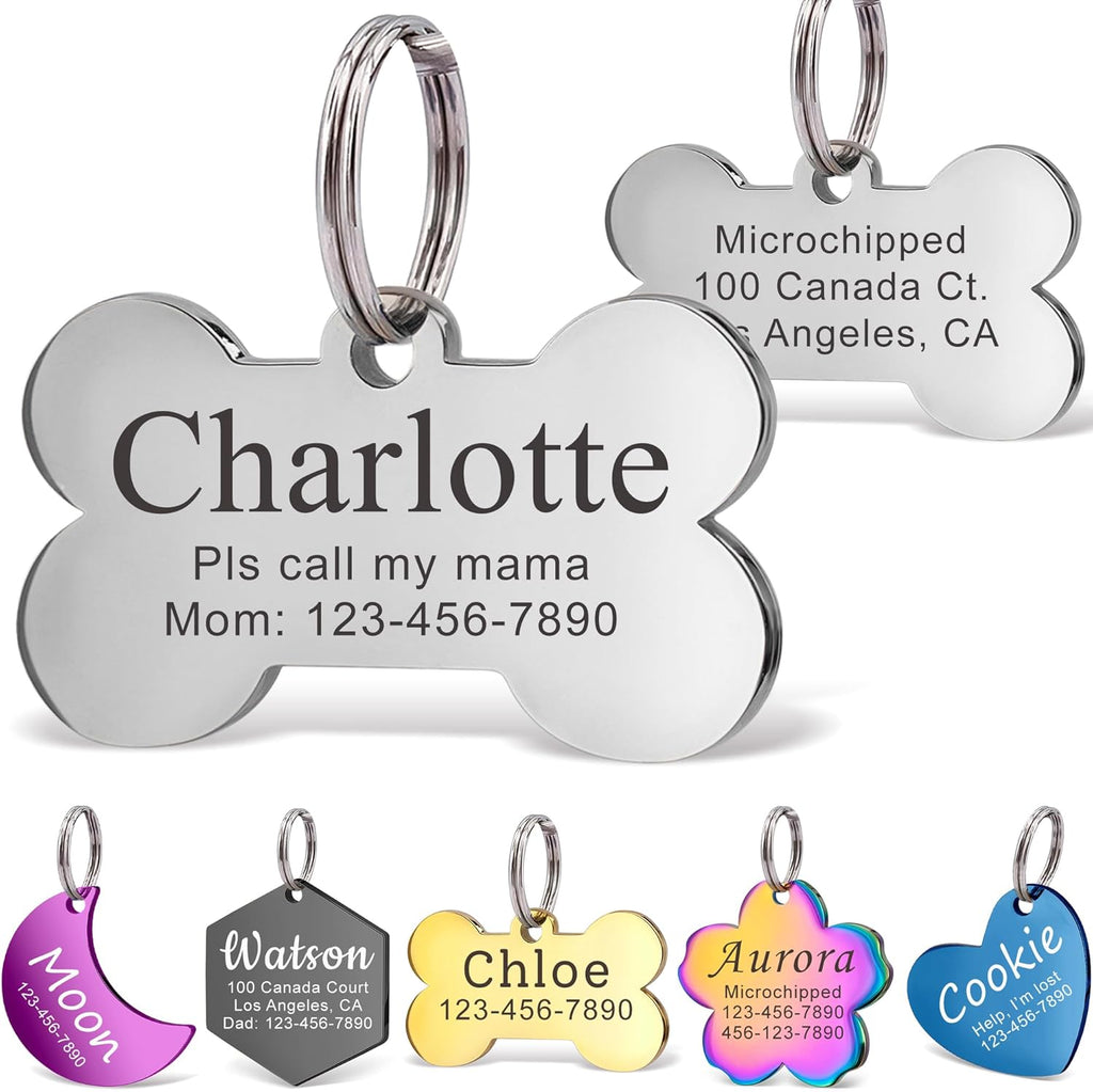 Anavia Personalized Pet ID Tags, Stainless Steel Glossy Laser Engraved Dog Cat Collar Name Tags, Multiple Colors Shapes Sizes (Cherry Blossom, Regular) - Image 12