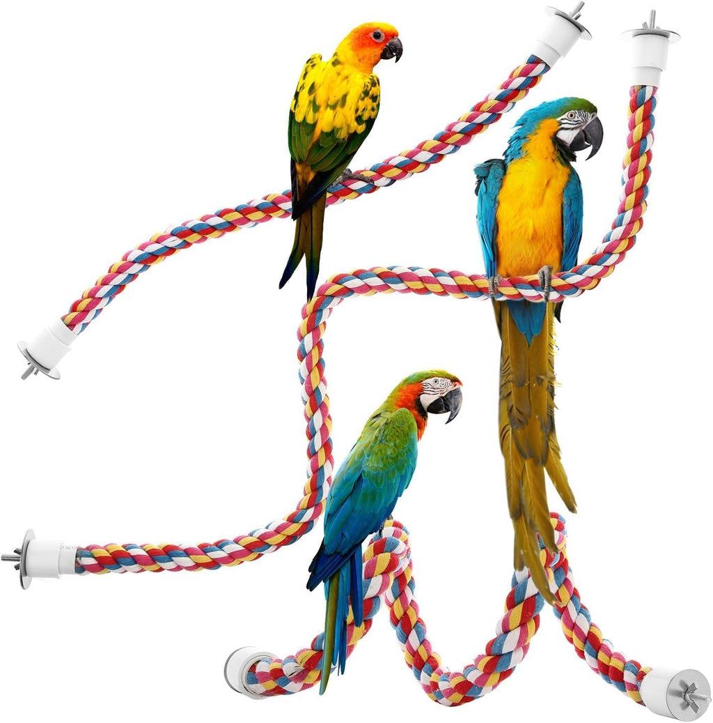 Jusney bird rope perch 33 inches colorful bungee toy front view