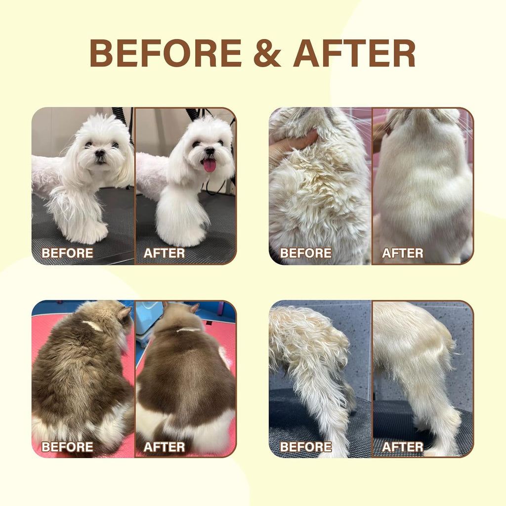 GJYC PET professional detangling oil application on a puppy coat