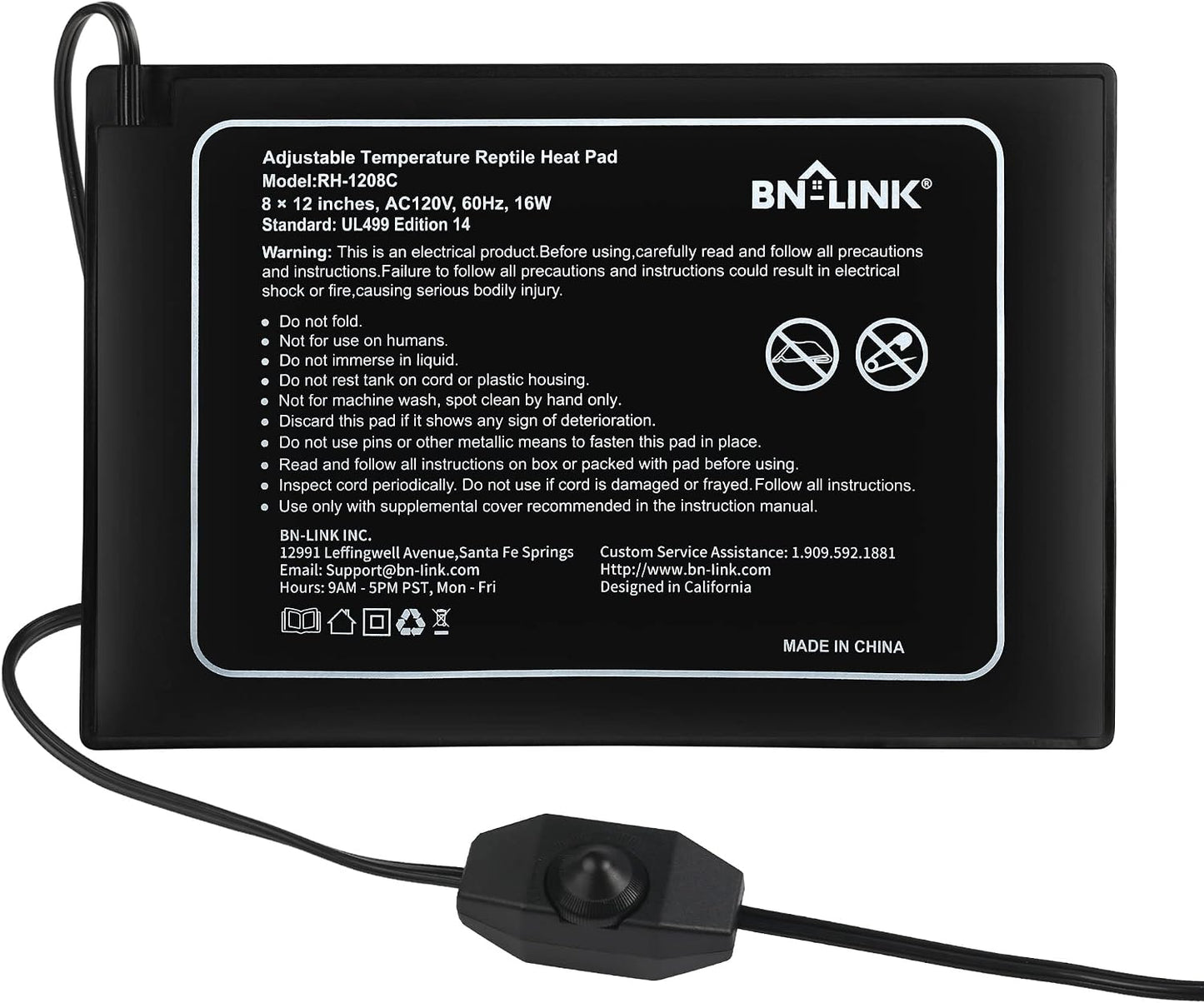 BN-LINK Reptile Heat Pad 6"X8" 8W for 10-20gal Under Tank Terrarium Heating Mat Waterproof for Turtle, Lizard, Frogs, Snake, Hermit Crab - Image 10