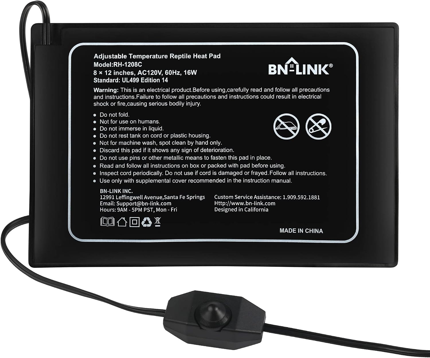 BN-LINK Reptile Heat Pad 6"X8" 8W for 10-20gal Under Tank Terrarium Heating Mat Waterproof for Turtle, Lizard, Frogs, Snake, Hermit Crab - Image 10