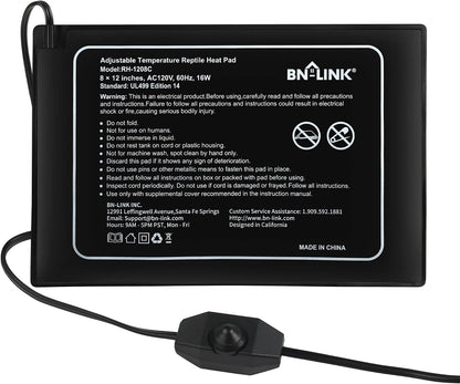 BN-LINK Reptile Heat Pad 6"X8" 8W for 10-20gal Under Tank Terrarium Heating Mat Waterproof for Turtle, Lizard, Frogs, Snake, Hermit Crab - Image 10