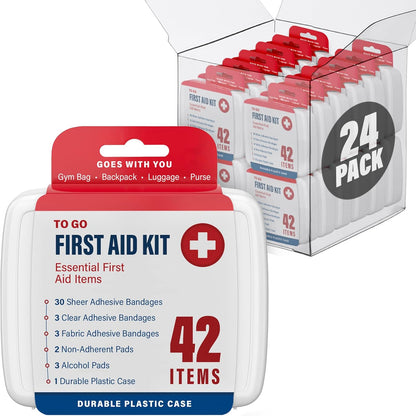 DecorRack 1000 Piece First Aid Kit front view of 24 bulk packs.