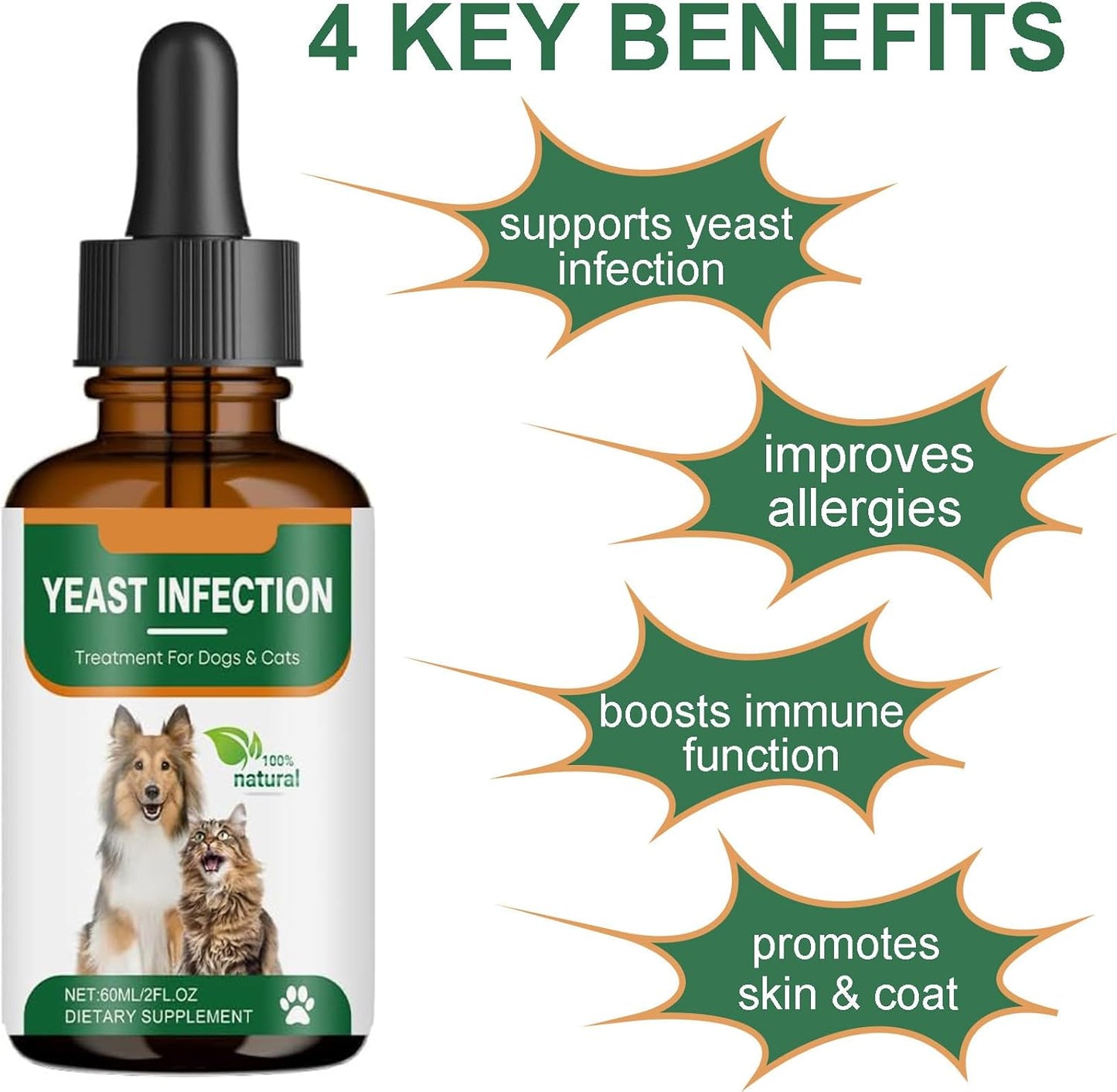 Herlosfeel pet anti itch supplement bottle showing natural herbal ingredients for dogs and cats