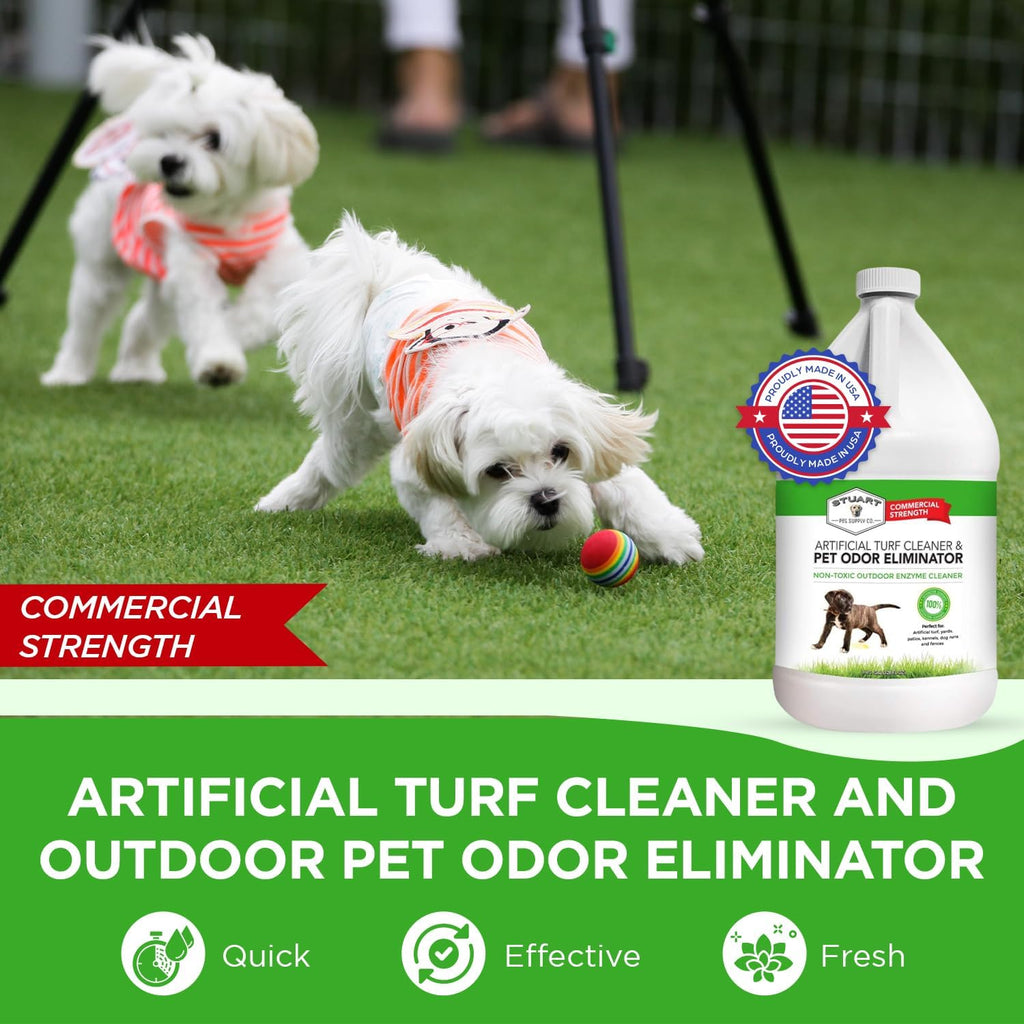 Stuart Pet Supply outdoor pet odor eliminator concentrate bottle showing enzyme power benefits