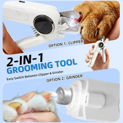 Vtopvmax pet nail trimmer showing LED light feature
