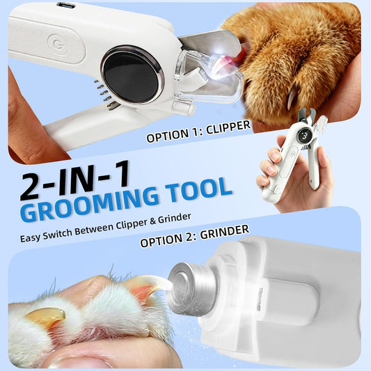 Vtopvmax pet nail trimmer showing LED light feature