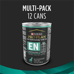 Therapeutic gastroenteric canine formula pack of twelve cans label details.
