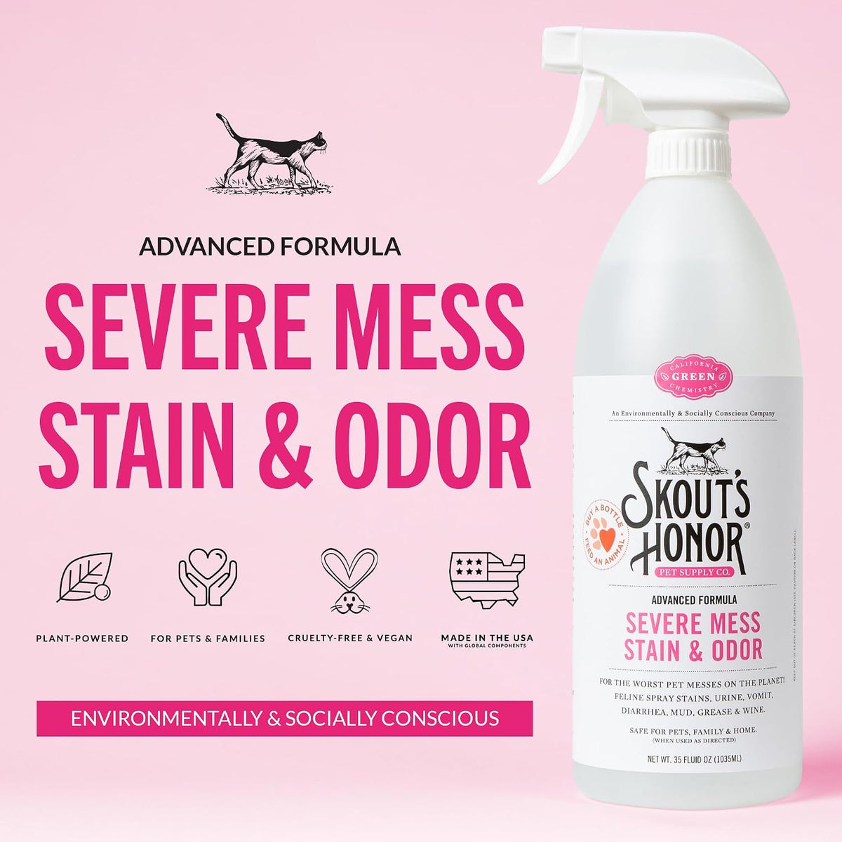 Skout's Honor advanced formula cat urine and spray odor eliminator 35 ounce bottle