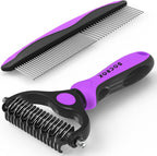 Docrok Pet Grooming Combo - Blue Deshedding Brush with Metal Comb for Detangling and Dematting Long, Matted Fur on Cats and Dogs - Image 10