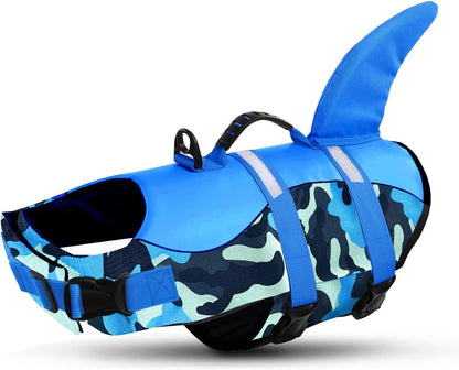 Queenmore dog life jacket front view blue camouflage safety vest