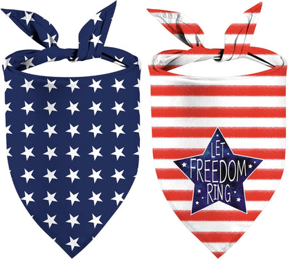 GHSJYO patriotic dog bandanas front view showing American flag design