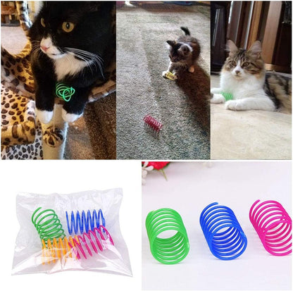 Andiker brand colorful spiral coil toys for feline entertainment.
