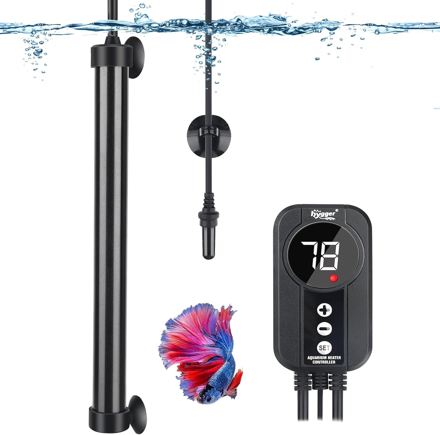 hygger Marine Aquarium Heater 50W 100W 200W 300W 500W,Titanium Heater with Temperature Calibration,Digital LED Controller,Temperature Probe,Submersible Fish Tank Heater for Saltwater Freshwater Tank - Image 9