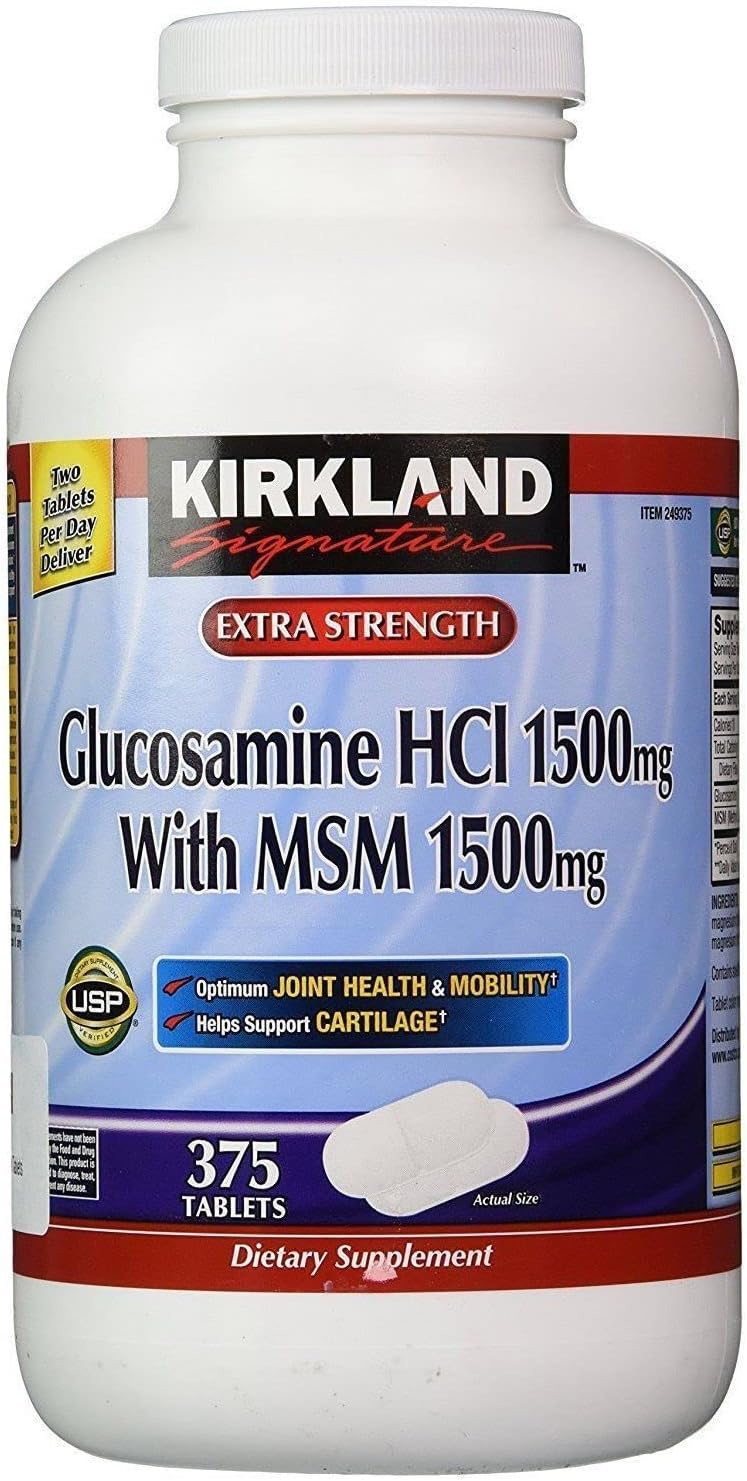 Kirkland Signature Extra Strength Glucosamine Hci 1500Mg, With Msm 1500 Mg, Pack of 375-Count Tablets - Image 1