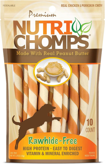 Nutri Chomps Dog Chews, 5-inch Twists, Easy to Digest, Rawhide-Free Dog Treats, 15 Count, Real Chicken, Peanut Butter and Milk flavors - Image 15