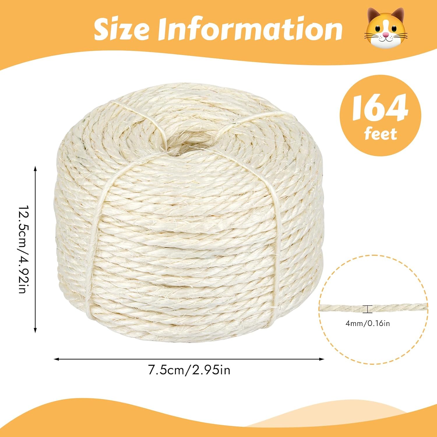Natural sisal twine for DIY cat tree repair