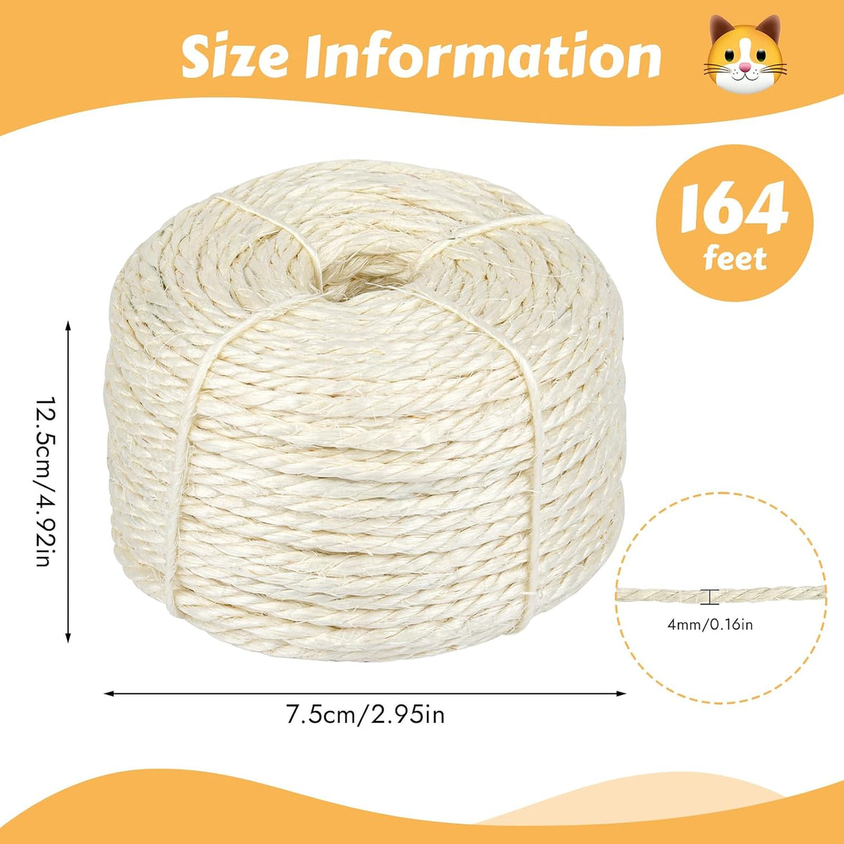 Natural sisal twine for DIY cat tree repair