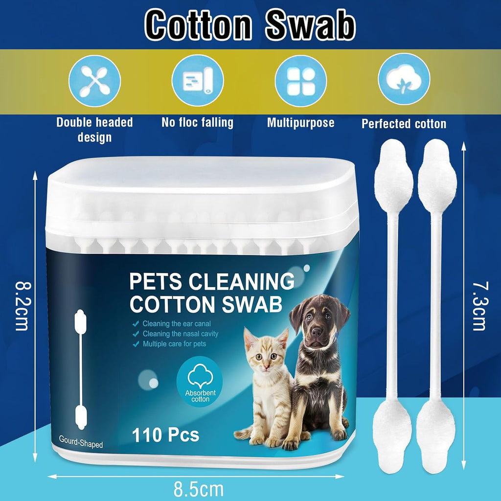 Storage box for pet cleaning swabs showing 110 count