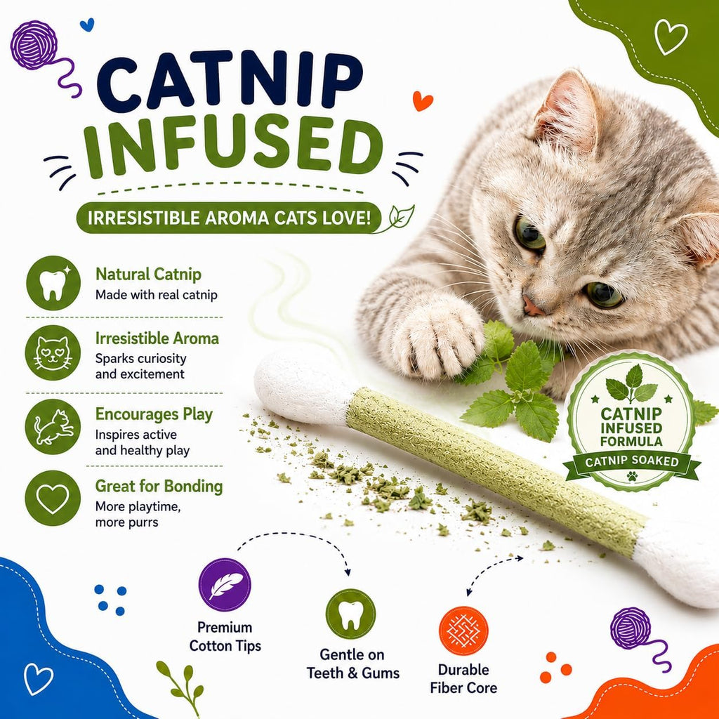 Close up of 6-pack catnip-filled kitten chew sticks