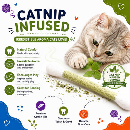 Close up of 6-pack catnip-filled kitten chew sticks