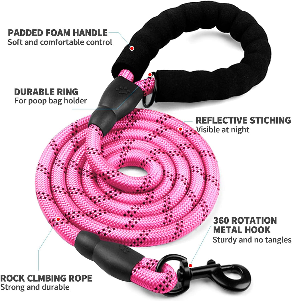 COOYOO large dog leash attached to a harness highlighting the heavy duty metal clasp.