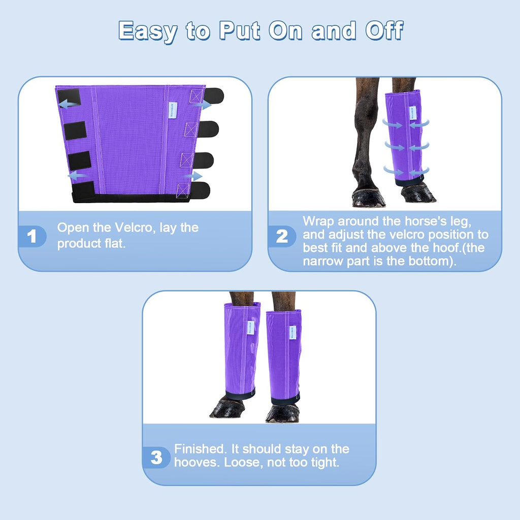 WARMWOW non sag horse fly protection leggings layout on clean surface.