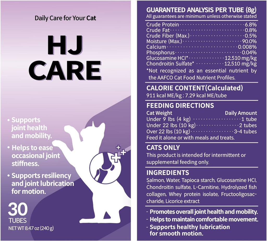 Doctor By HJ Care Cat Joint Supplement Hip&Joint Care Glucosamine for Cats Arthritis Pain Relief with Glucosamine & Chondroitin 30 lickable Formula Individually Packaged, Salmon (1 Pack) - Image 12