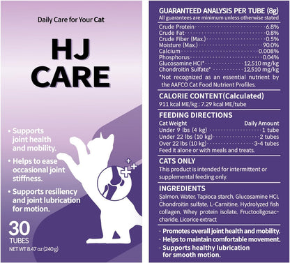 Doctor By HJ Care Cat Joint Supplement Hip&Joint Care Glucosamine for Cats Arthritis Pain Relief with Glucosamine & Chondroitin 30 lickable Formula Individually Packaged, Salmon (1 Pack) - Image 12