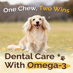Gootoe eight ounce salmon flavor fresh breath dog chews packaging details.