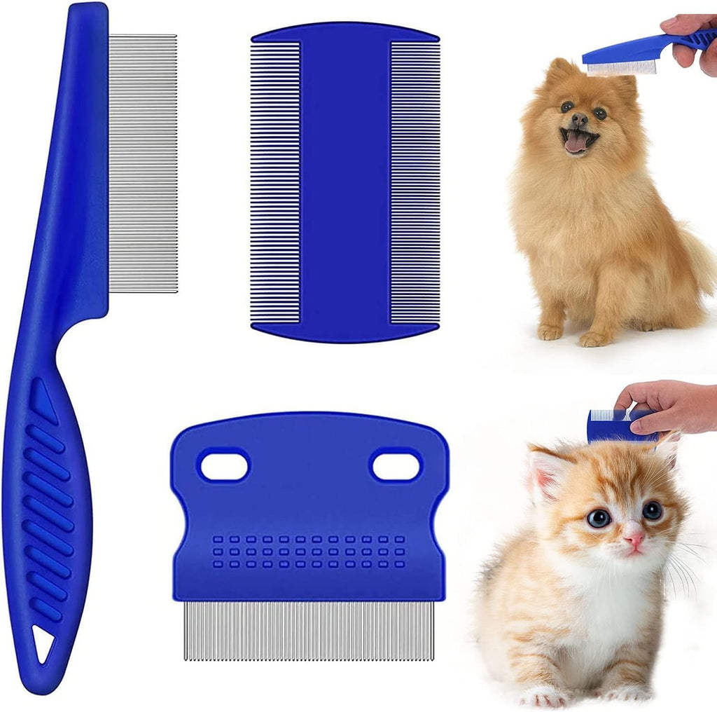 BENSEAO 3 Pieces Pet Flea Combs front view grooming tool set