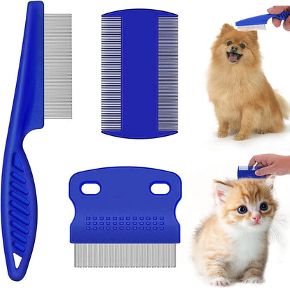 BENSEAO 3 Pieces Pet Flea Combs front view grooming tool set
