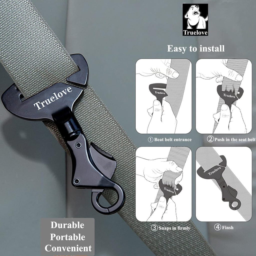 Grey Truelove pet car safety buckle lock dimensions display