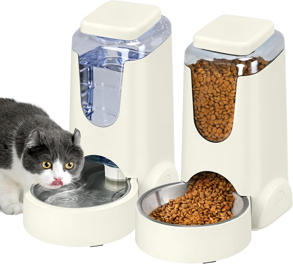 2 Pack Automatic Cat Feeder and Gravity Stainless Steel Water Dispenser, Dog Food Feeder and Waterer Set for Small Medium Puppy Kitten Pets (1 Gallon x 2, Gray) - Image 9