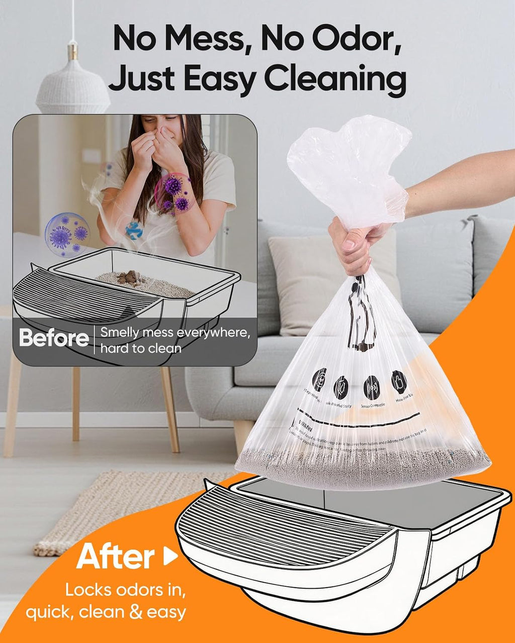KropBom transparent tear resistant pet waste disposal liners