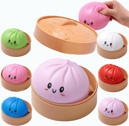 GiGAWOOD giant mystery dumpling squishy front view showing the purple jumbo stress ball with cute facial details.