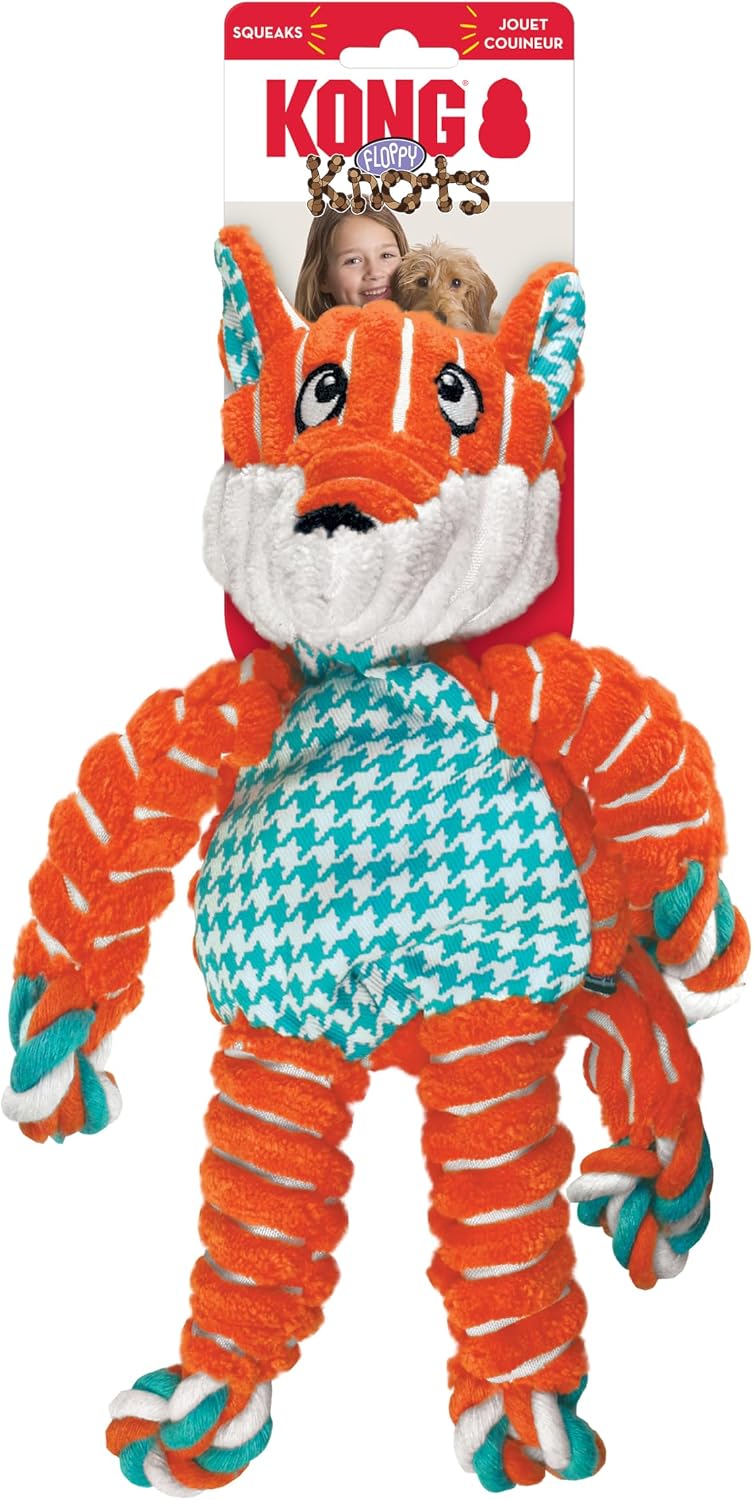 KONG Floppy Knots Fox dog toy showing rope skeleton