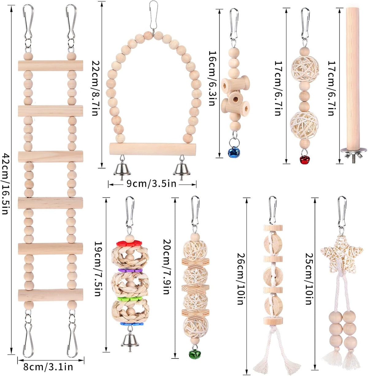 Uyoupet natural wood bird ladder and bridge accessory