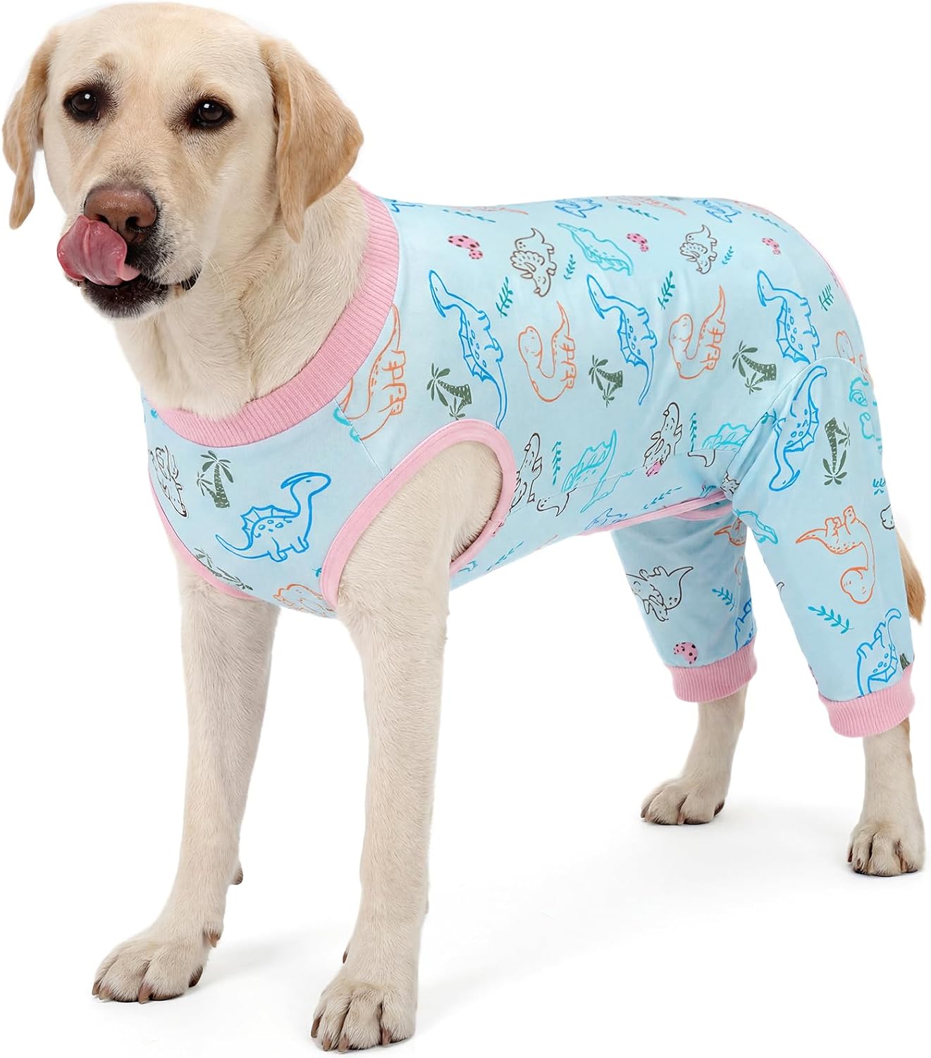 Kuoser premium imported pink striped dog recovery clothing layout
