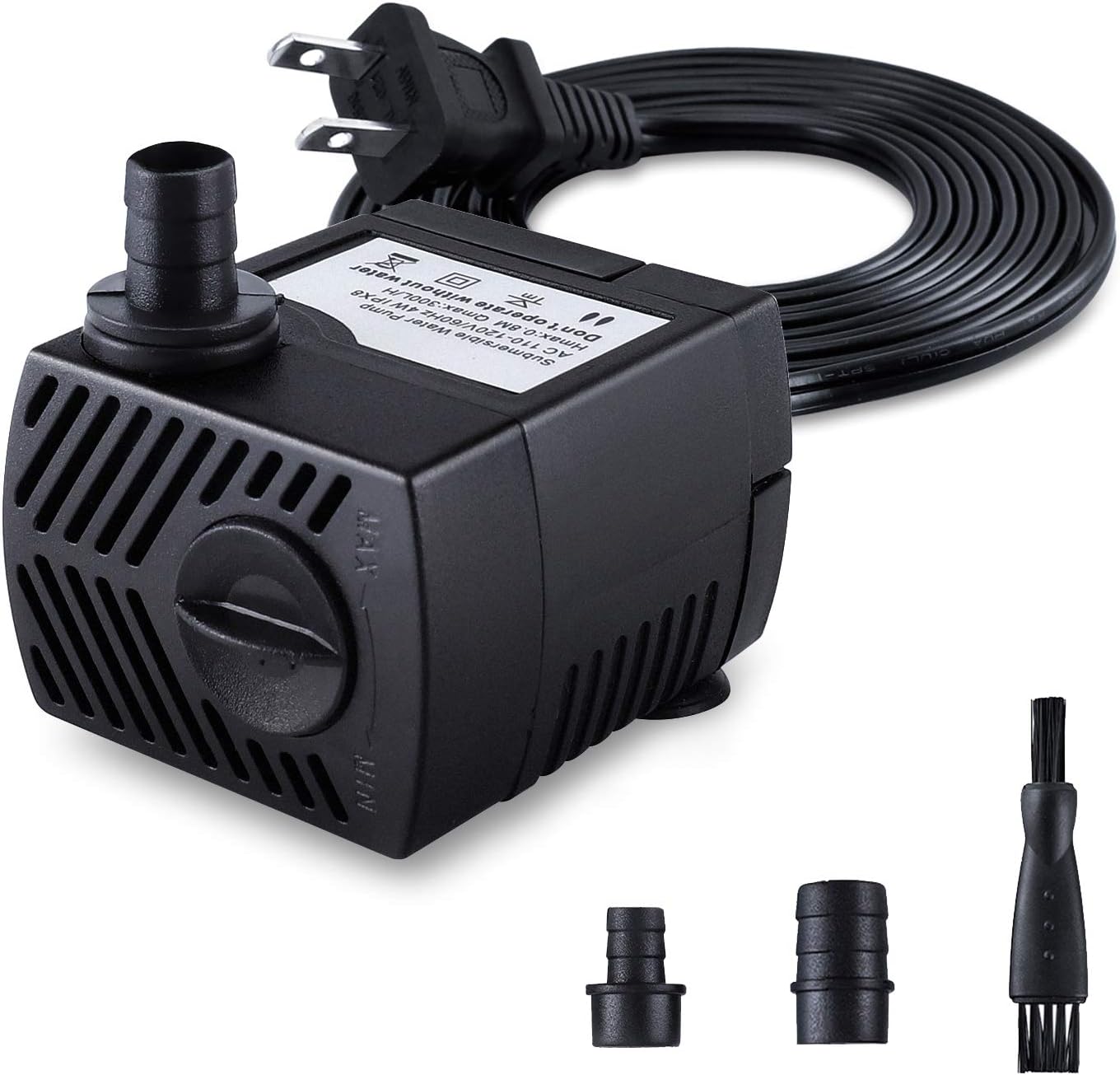 CWKJ Fountain Pump 80GPH submersible water pump front view for aquariums