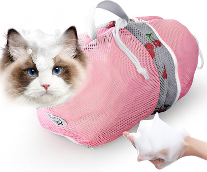 Cinf Cat Bathing Bag(Free Muzzle) Breathable Mesh Anti Scratch Adjustable Cat Grooming Bag for Nail Trimming, Bathing Soft Cat Washing Bag(Light Blue) M - Image 10