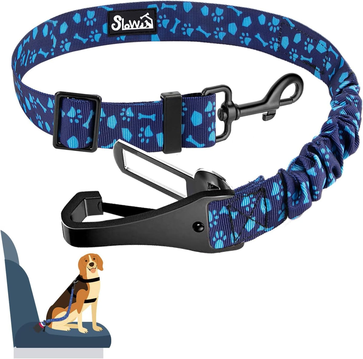 SlowTon Dog Seat Belt for Car, Adjustable 3 in 1 Dog Seatbelt with Elastic Bungee Buffer, Nylon Heavy Duty Dog Car Harness Reflective Safety Tether Leash with Latch Hook Clip Pink - Image 14
