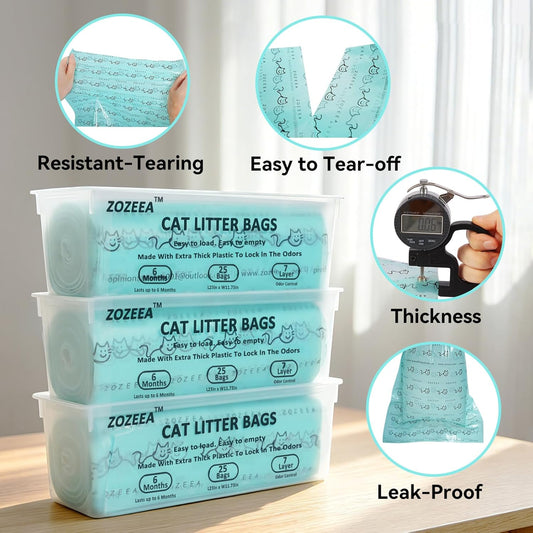 Seven layer odor barrier technology diagram for cat waste disposal bags