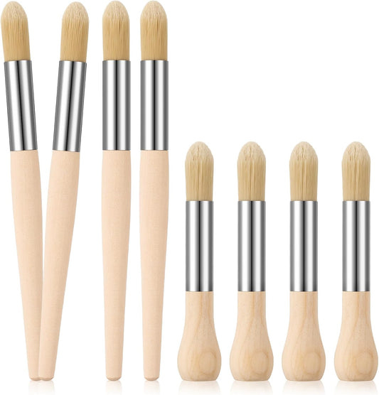 Sinload jumbo watercolor paint brushes front view showing eight chubby wooden handles