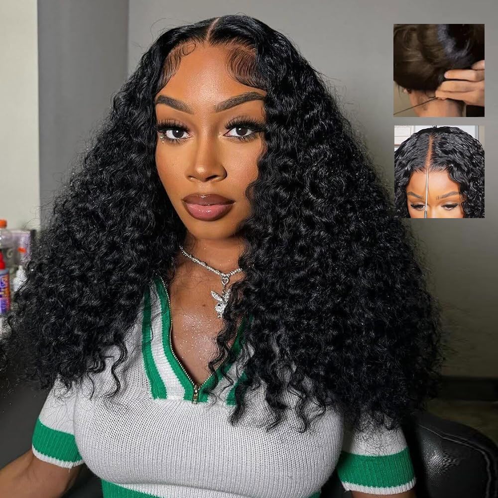 Tahikie 7x6 Burmese Curly Glueless Wig front view showing natural bouncy curls.