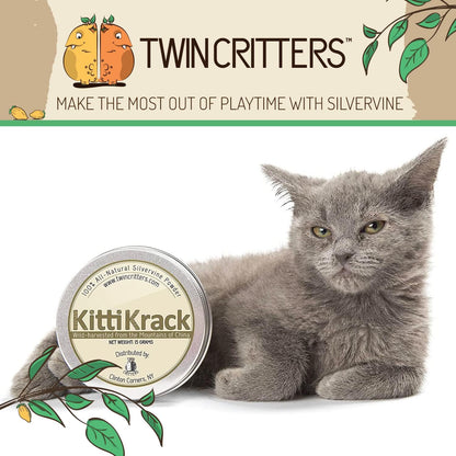 Authentic TwinCritters KittiKrack premium cat stimulant pack details view